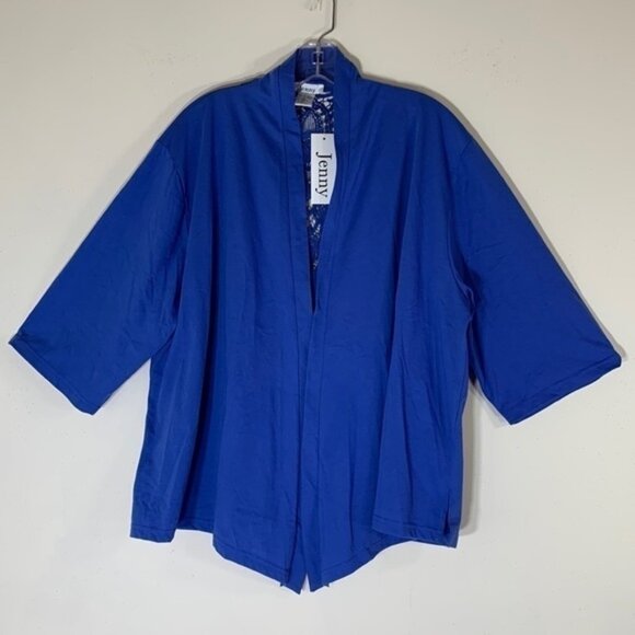 NWT. Jenny 2X Open Front Lace Back Lightweight Jacket. - Picture 1 of 10